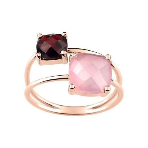18k Rose Gold Ring Joelli (18)S35.03206 Duetto Garnet Pink Chalcedony