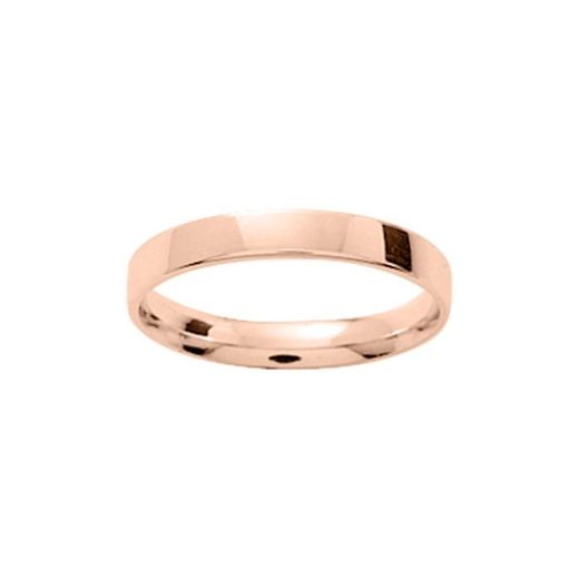 Bague en or rose 9 carats Argyor-MRM 3 mm (9)9KDLR30 Classique Plate