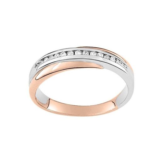 18kt White Two-Tone Rose Gold Ring Argyor-MRM (18)35721BOR 0.13ct Diamond Wedding Band