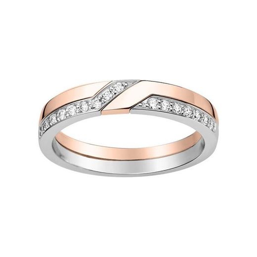 Anel de ouro rosa branco 18k bicolor Argyor-MRM (18)3C036XB2R com diamante de 0,16 ct