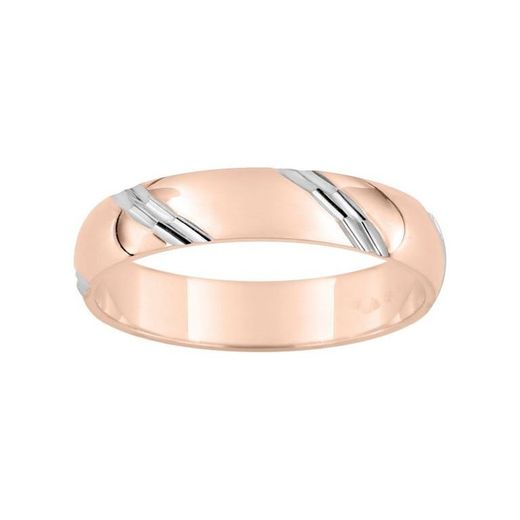 Bague en or rose bicolore blanc 18 carats Argyor-MRM 4 mm (18)21640R Stripe Alliance