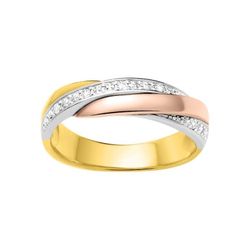 Anel de ouro tricolor 18k Argyor-MRM (18)35757BO Aliança espiral com diamantes 0,18ct