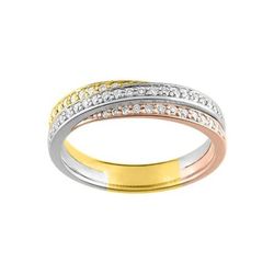 Anillo Oro Tricolor 18kts Argyor-MRM (18)3R011TB2 Alianza 3 Hileras Con Diamantes GH-P1 0,32ct
