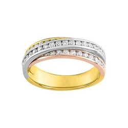 Anillo Oro Tricolor 18kts Argyor-MRM (18)3R013TB2 Alianza 3 Hileras Con Diamantes GH-P1 0,70ct