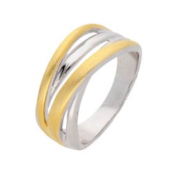 Anillo Paladio Bicolor Dorado Liska Mujer AKM025AN Bandas Cruzadas Lisas