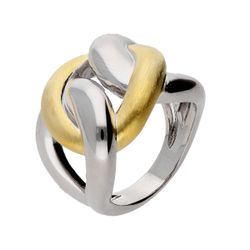 Anillo Paladio Bicolor Dorado Liska Mujer AKM026AN Bandas Cruzadas Lisas