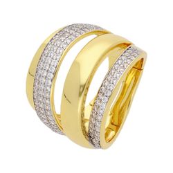 Anillo Paladio Dorado Liska Mujer AKM006AN-D Bandas Circonitas