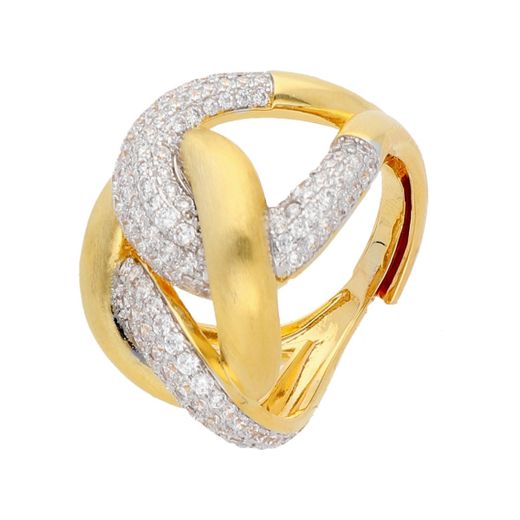 Anillo Paladio Dorado Liska Mujer AKM008AN-D Bandas Cruzadas Circonitas