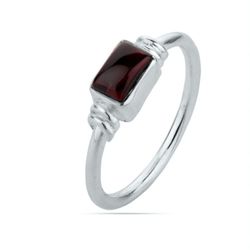 Anillo Plata ANM0095PL12GR Piedra Mineral Granate Rectangular