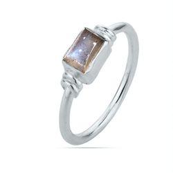 Anillo Plata ANM0095PL14LA Piedra Mineral Labradorita Rectangular