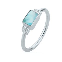 Anillo Plata ANM0095PL14LR Piedra Mineral Larimar Rectangular