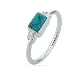 Anillo Plata ANM0095PL16TU Piedra Mineral Turquesa Rectangular
