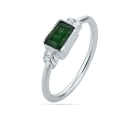 Anillo Plata ANM0095PL18OV Piedra Mineral Onix Verde Rectangular