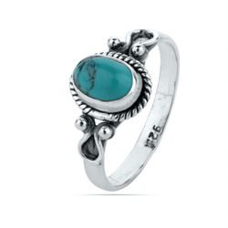 Anillo Plata ANM0098PL12TU Piedra Mineral Turquesa