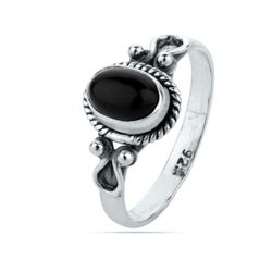 Anillo Plata ANM0098PL16OX Piedra Mineral Onix Negro