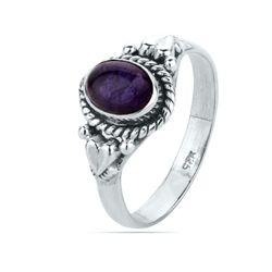 Anillo Plata ANM0099PL14AM Abierto & Piedra Mineral Amatista
