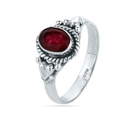 Anillo Plata ANM0099PL14RU Piedra Mineral Rubí