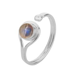 Anillo Plata ANM0101PL16PL Abierto & Piedra Mineral Piedra Luna Redonda