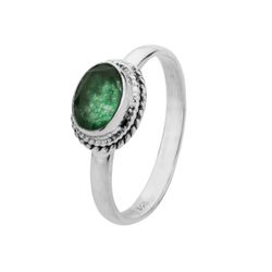 Anillo Plata ANM0102PL12OV Piedra Mineral Onix Verde Ovalada