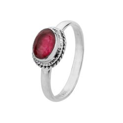 Anillo Plata ANM0102PL14RU Piedra Mineral Rubí Ovalada