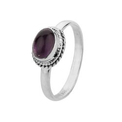 Anillo Plata ANM0102PL16AM Piedra Mineral Amatista Ovalada
