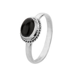 Anillo Plata ANM0102PL16OX Piedra Mineral Onix Negro Ovalada