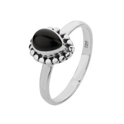 Anillo Plata ANM0103PL16OX Lágrima Piedra Mineral Onix Negro
