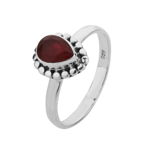 Anillo Plata ANM0103PL16RU Lágrima Piedra Mineral Rubí