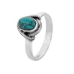 Anillo Plata ANM0104PL12TU Piedra Mineral Turquesa Ovalada