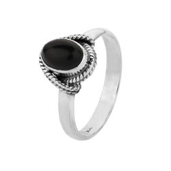 Anillo Plata ANM0104PL16OX Piedra Mineral Onix Negro Ovalada