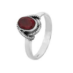 Anillo Plata ANM0104PL16RU Piedra Mineral Rubí Ovalada