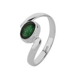 Anillo Plata ANM0105PL12OV Piedra Mineral Onix Verde Redonda