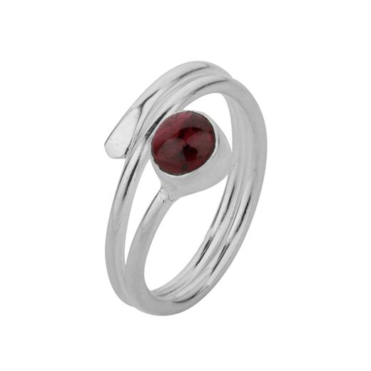 Anillo Plata ANM0106PL14GR Abierto & Piedra Mineral Granate Redonda