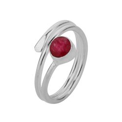 Anillo Plata ANM0106PL14RU Abierto & Piedra Mineral Rubí Redonda