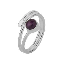 Anillo Plata ANM0106PL16AM Abierto & Piedra Mineral Amatista Redonda