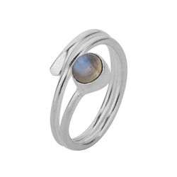 Anillo Plata ANM0106PL16PL Abierto & Piedra Mineral Piedra Luna Redonda