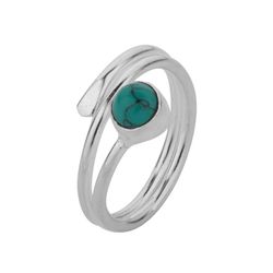 Anillo Plata ANM0106PL16TU Abierto & Piedra Mineral Turquesa Redonda
