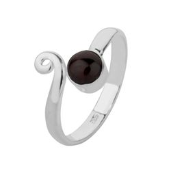 Anillo Plata ANM0107PL12GR Abierto & Piedra Mineral Granate Redonda