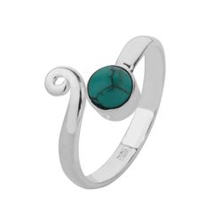 Anillo Plata ANM0107PL14TU Abierto & Piedra Mineral Turquesa Redonda