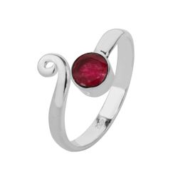 Anillo Plata ANM0107PL16RU Abierto & Piedra Mineral Rubí Redonda