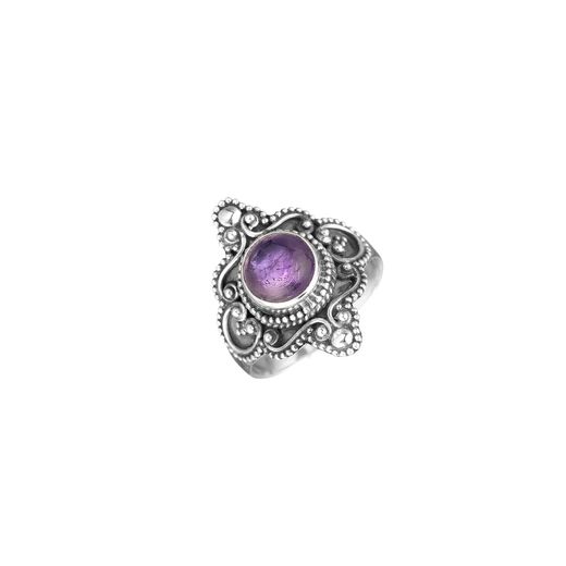 Anillo Plata ANM0152PLAM10 Piedra Mineral Amatista Redonda