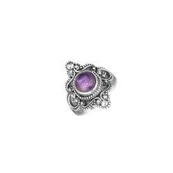 Anillo Plata ANM0152PLAM14 Piedra Mineral Amatista Redonda