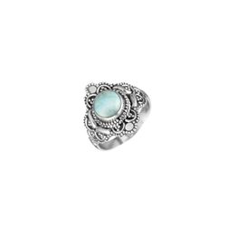 Anillo Plata ANM0153PLLR10 Piedra Mineral Larimar Redonda