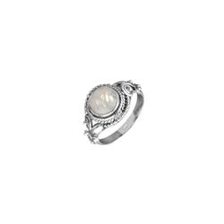 Anillo Plata ANM0154PLPL14 Flor Piedra Mineral Piedra Luna Redonda