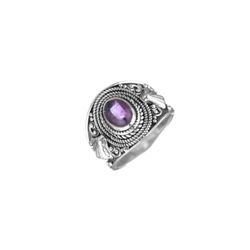 Anillo Plata ANM0155PLAM14 Piedra Mineral Amatista Ovalada
