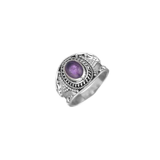 Anillo Plata ANM0156PLAM12 Piedra Mineral Amatista Ovalada