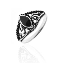 Anillo Plata ANM0158PL14OX Marquesa Piedra Mineral Onix Negro