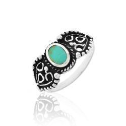 Anillo Plata ANM0159PL12TU Piedra Mineral Turquesa Ovalada