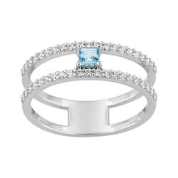 Anillo Plata Argyor MRM (AG)337191.6 Doble Aro Circonitas Blancas Bicolor Azul