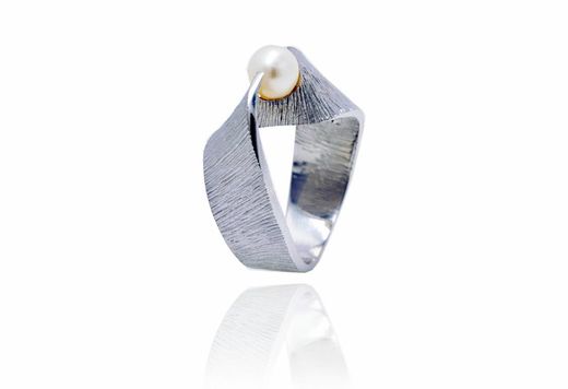 Anell Plata Arior 1182848RU-Talla 30 Moebius Gran Amb Perla Externa